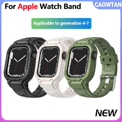 TPU ซิลิโคนใหม่สำหรับ Apple Watch สายคล้องคอและกรณี Apple Watch กีฬาความคมชัดสีสาย Apple Watch 8/7 /Se/ 6/5/4/3/2/1 Series 40มม./41มม. 44มม./45มม. 38มม./42มม.