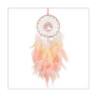 Dream Catcher Hanging Ornament Decor Handmade LED Lights Pink Feather Healing Crystals Dreamcatchers