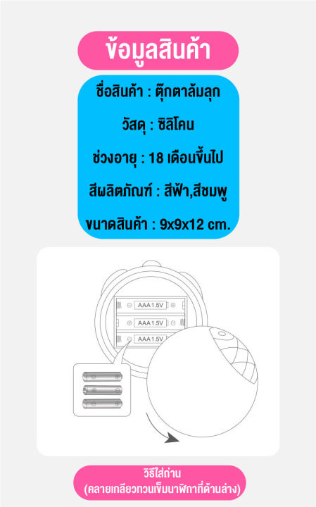 ของเล่นเด็กอ่อน-ตุ๊กตาล้มลุก-ของเล่นตุ๊กตาแมว-มีเสียงเพลงและแสงไฟ-ของเล่นเสริมพัฒนาการเด็กอ่อน-สินค้าพร้อมส่ง