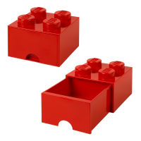 กล่องลิ้นชักเลโก้ กล่องใส่เลโก้ กล่องเก็บของ LEGO Brick Drawer 4 สีแดง RED 25x25x18 cm