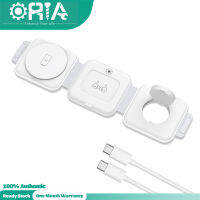 ORIA 3 In 1สถานีที่ชาร์จพับเก็บได้แม่เหล็กที่ชาร์จแบบไร้สายแผ่นชาร์จอย่างเร็วไร้สาย15W ใช้ได้กับ iPhone 14/13/12/11 Samsung Galaxy AirPods Freebuds I-Watch