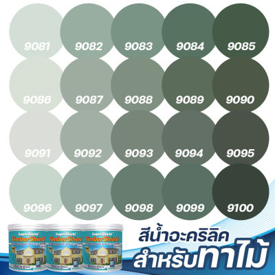 TOA ซุปเปอร์ชิลด์ ทิมเบอร์ชิลด์ ชนิดเนียน สีเขียวหม่น (1ลิตร) สีทาผนังไม้ ผนังไม้ สีทาไม้