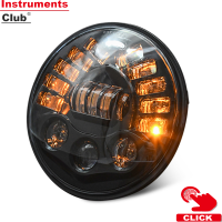 Instruments 7 นิ้ว85วัตต์ LED ไฟหน้าเปลี่ยนสำหรับรถจี๊ปแรงเลอร์ JK TJ LJ 1997-2018,W/ DRL,สูง/ต่ำคาน,และสีเหลืองอำพันเลี้ยวไฟรัศมี1ชิ้น