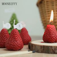 【CW】 1PC/4PCS Strawberry Aromatic Candles Soy Wax Scented Candle for Birthday Wedding