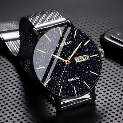 【Hot seller】 2022 new automatic mechanical watch mens high-end luminous waterproof double calendar starry sky handsome and versatile