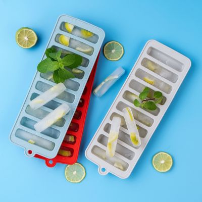 New Silicone Ice Cube Mold Tray Long Strip Ice Cube Moulds Cake Baking Ice Cream Molds Kitchen DIY Accessories Ice Maker Ice Cream Moulds
