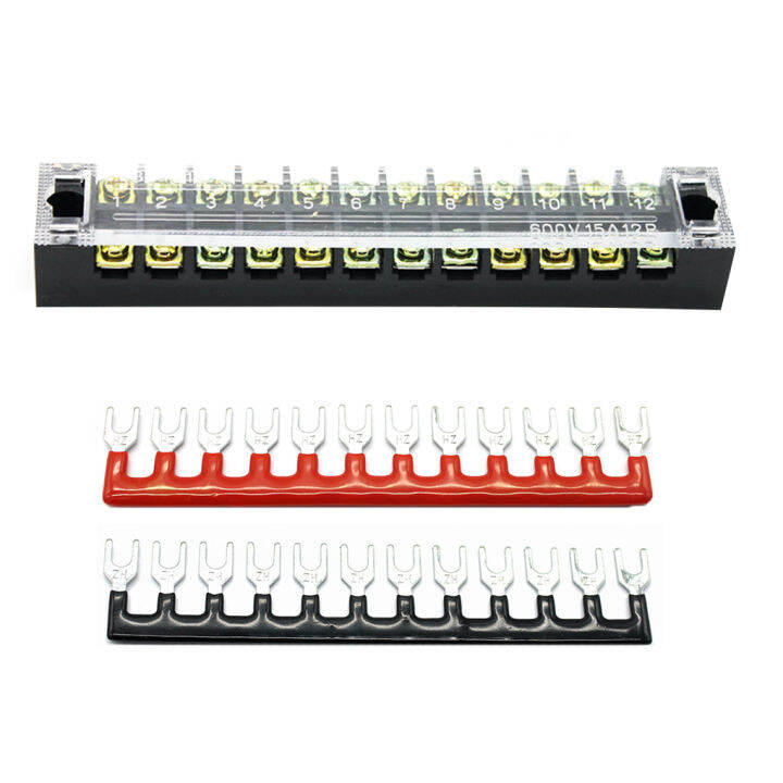 Double Rows 12 Positions 600V 15A Barrier Screw Copper Terminal Block ...