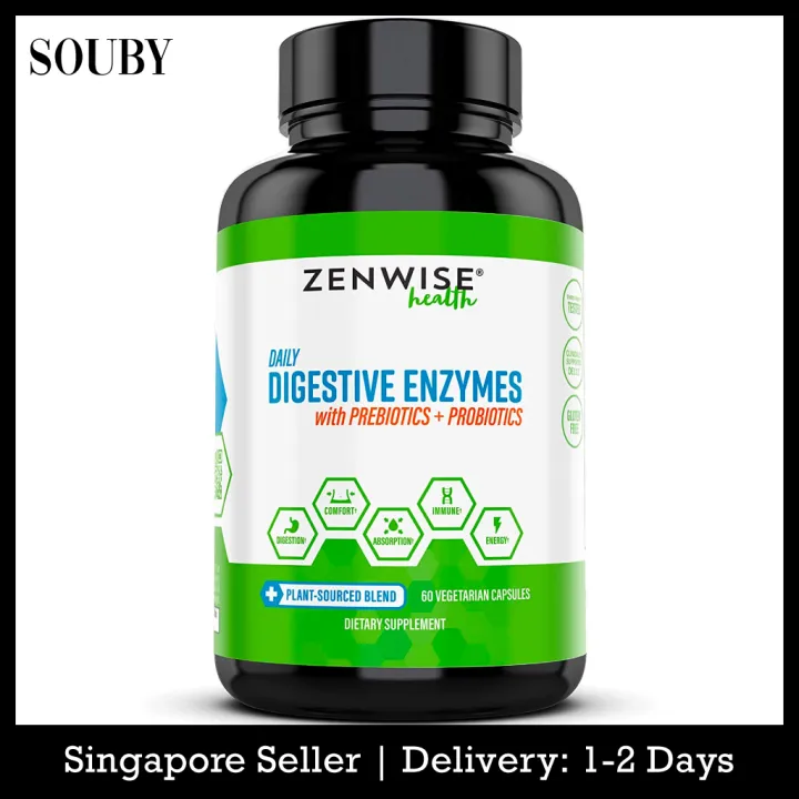 Zenwise Digestive Enzymes Plus Prebiotics Probiotics Natural Support For Better Digestion Lactose Absorption For Bloating Constipation Gas Relief Leaky Gut 60 Vegetarian Capsules Lazada Singapore