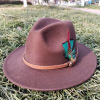 Suede 2023 New Fedora Mens And Womens Hat Autumn Panama Jazz Hat British Style Elegant Retro Fedora Wide Brim Hat