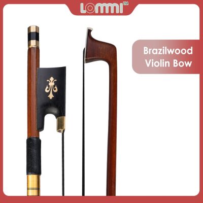 ：《》{“】= LOMMI 4/4 Full Size Brazilwood Violin Bow Black Horsehair Ebony Fleur-De-Lis Frog Well Balanced For Beginner And Student