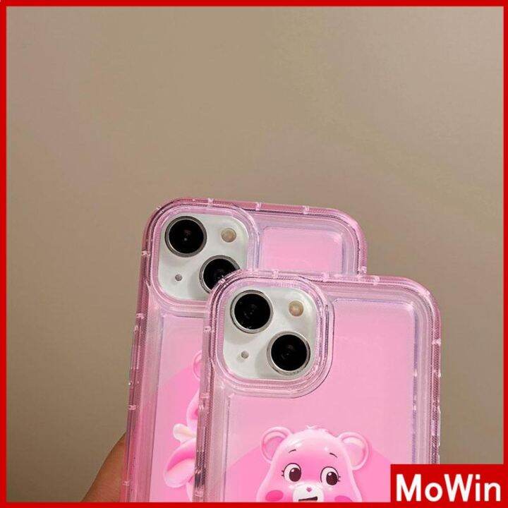 mowin-เข้ากันได้สำหรับ-เคสไอโฟน-เคสไอโฟน11-เคส-สำหรับ-iphone-14-เคสไอโฟนเคสใส-เคสนิ่มถุงลมนิรภัยกันกระแทกน่ารักหมีการ์ตูนน่ารัก