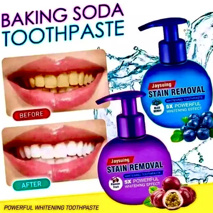 NATURAL STAIN REMOVAL WHITENING TOOTHPASTE In Blueberry OR Passion