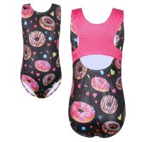 BAOHULU Toddler Girls Tank Ballet Costumes Kids Funny Donuts Print Gymnastics Leotard Sleeveless Dance Wear Bodysuit