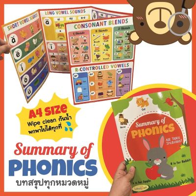 🔥ต้องมี🔥Summary of PHONICS poster book บทสรุปทุกหมวดหมู่ รวบรวมรูปแบบตัวสะกดทุกรูปแบบ ขนาด A4 เคลือบพลาสติก พกพา