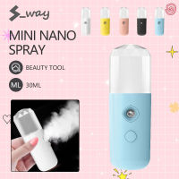 S-Way สเปรย์ละอองนาโนไฮโดรมิเตอร์แบบพกพาสเปรย์ครีมบำรุงผิวหน้าแบบพกพา USB 30Ml เครื่องเพิ่มความชื้นให้ใบหน้าเติมน้ำเครื่องวัดสเปรย์