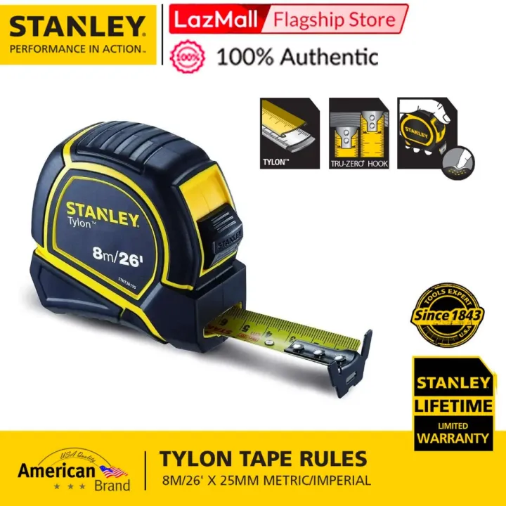 Stanley Tylon 8m/26' Measuring Tape (Black) [Lifetime Warranty] Lazada PH
