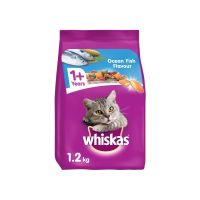 อาหารแมว WHISKAS CAT FOOD วิสกัส อาหารแมว ชนิดแห้ง แบบเม็ด  อาหารแมว สูตรแมวโต, 1.2 กิโลกรัม สำหรับแมวโตอายุ 1 ปีขึ้นไป