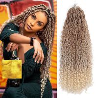 14-26 Goddess Faux Locs แฮร์พีซถักเปียเปียถักสังเคราะห์ธรรมชาติที่ยืดผมแม่น้ำ OC กับ Ombre หยิกผมเปียเมืองโป