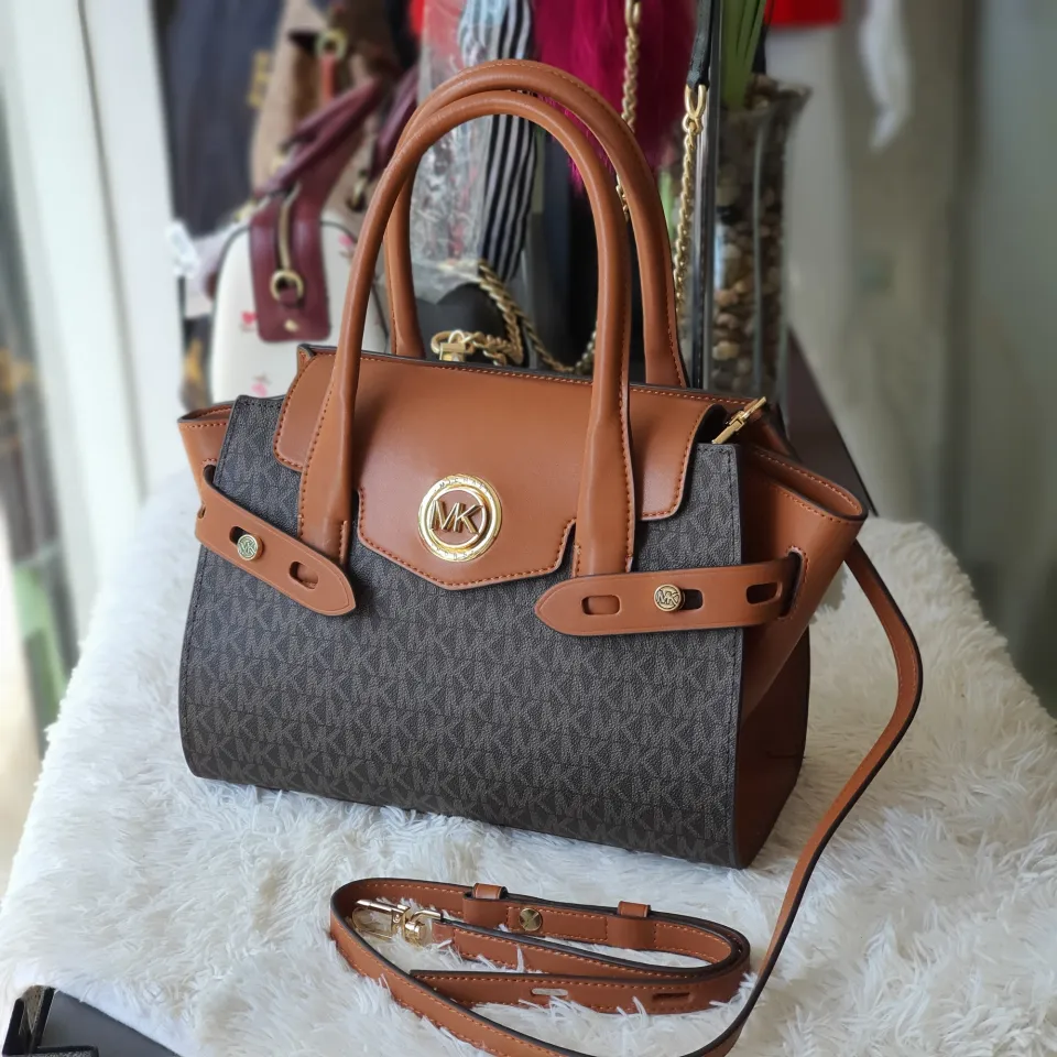 Carmen Large Logo and Leather Belted Satchel