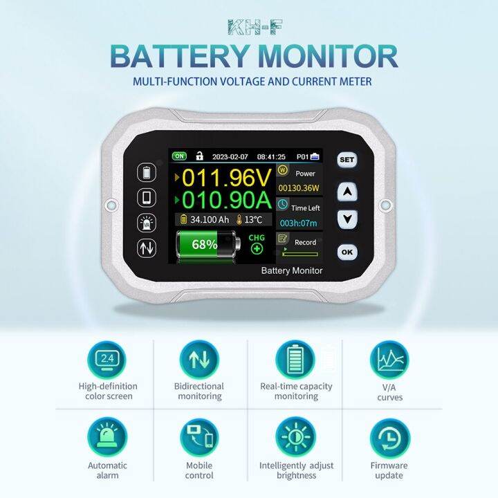 battery-monitor-bluetooth-dc-0-120v-100a-400a-600a-battery-tester-voltage-current-va-battery-coulomb-meter-capacity-indicator