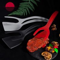 【jw】▫  Clamp Pancake Fried Turners Accessories 2 In 1 Grip Flip Tongs Egg Spatula Steak