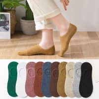 5 Pairs Silicone Non-Slip Invisible Women 39;s Cotton Socks Summer Ankle Candy Solid Color Soft Comfortable Slippers Boat Socks