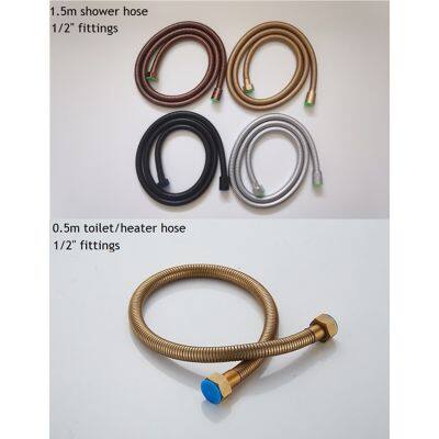 1.5m Stainless Steel Shower Hose Handheld Shower Hose 1/2 quot; Fittings 0.5m toilet heater hose