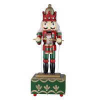 About 32cm Christmas Nutcracker Kids Birthday Home Decoration Music Box Wooden Nutcracker Toy Crafts