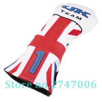 1pc Soft White PU Leather with UK &amp; 1 Embroidery Driver Wood Head Cover Golf Club Driver Headcover