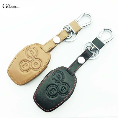 ❇ High Quality Leather Car Key Cover Key Chain for Renault / Opel Vivaro Movano Car Shield 3 Button Leather Car Remote Key Box
