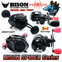 รอกหยดน้ำ BISON SPIDER BAIT รุ่นใหม่ มีกิ๊กเสียง รอบ 7.3:1 มีทั้งหมุนซ้ายและหมุนขวา (FREE FISHING SOUND)