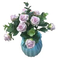 ♂ Best Selling Beautiful Rose Artificial Silk Flowers Small White Bouquet Home Party Winter Wedding Decoration Fake Flowers