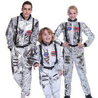 เด็กผู้ใหญ่ผู้หญิงผู้ชายชุดนักบินอวกาศแต่งตัวฮาโลวีนบทบาทเล่น Onesie Boys Silver Spaceman Jumpsuit ชุดคอสเพลย์