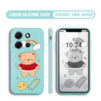 Casing Ponsel สำหรับ Infinix Note 30 Note 30 5G Note 30 Pro หมีการ์ตูนน่ารักสี่เหลี่ยมของเหลวคลุมทั้งหมดเคสป้องกันทนแรงกระแทกกล้อง