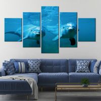 Dolphin Blue Sea Ocean Decor ภาพผ้าใบ Wall Art HD พิมพ์ภาพวาดบ้านโปสเตอร์ Room Pictures