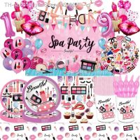 ❇❃☂ Make Up Birthday Party Decor Girls Women Favor Spa Makeup Disposable Tableware Number Balloon For Baby Shower Hen Party Supplies