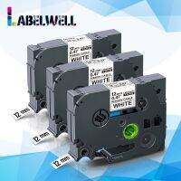 Labelwell เทปฉลากสายเคเบิลแบบยืดหยุ่น3x นวัตกรรมเข้ากันได้กับ FX231ขนาด FX 231 12มม. เทปลามิเนตสีดำบนสีขาวสำหรับเปลี่ยนเครื่องพิมพ์ฉลาก