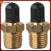 UMMEAX 2PCS ถังเติมน้ำ วาล์วเติมลม NPT 1/4" เครื่องอัดอากาศ วาล์ว Schrader วาล์วถัง1/4" หัวแปลงคู่ ทองเหลืองเบิ้ล วาล์วชุบนิกเกิล รถสำหรับรถ