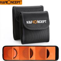 【In-demand】 FairBay K &amp; F CONCEPT กระเป๋าใส่กระเป๋ากล้องเลนส์กรองแสง3ช่องกระเป๋าเลนส์กรองแสงกล้อง CPL 49-77มม. ที่วางเคสกระเป๋าสตางค์เลนส์กรองแสง UV