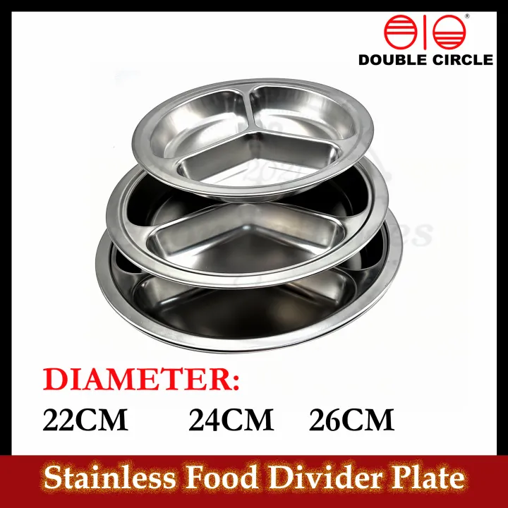 DOUBLE CIRCLE Food Divider Plate/ Divided Dinner Tray Lunch Container ...