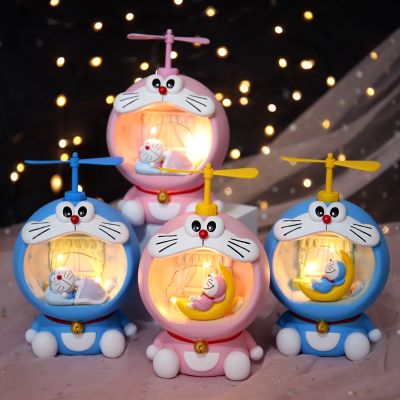 ZZOOI Doraemon Cute Action Figures Doll Toy Zakka Doraemon LED Star Night Light Room Ornaments Piggy Bank Kids Xmas Birthday Gift