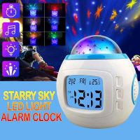 Kids Baby Room Sky Star Night Light LED Projection Lamp Bedroom Music Digital Alarm Clock with Calendar Temperature Timer Clocks