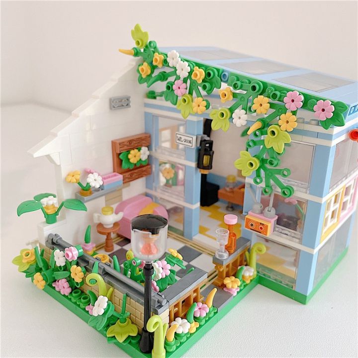 smilewil-diy-การก่อสร้างตึก-ตัวต่อเลโก้-เมืองเทพนิยาย-บ้านดอกไม้เลโก้-มุมมองถนนเลโก้