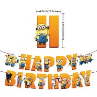 ป้ายแบนเนอร์ ลายการ์ตูนอนิเมะ Despicable Me Minions Gru Theme สําหรับตกแต่งเค้กวันเกิด