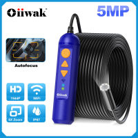 Oiiwak กล้องส่องเอชดีไวไฟไร้สาย14มม. 5MP,กล้องเอนโดสโคปแบบกันน้ำโฟกัสอัตโนมัติพร้อม8ไฟ LED