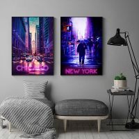 World Colorful City Street Night Toyko New York York ตกแต่งศิลปะตกแต่งผนังบ้านตกแต่ง Hiasan Kamar โปสเตอร์ภาพเขียนพิมพ์ลายผ้าใบจิตรกรรมฝาผนัง A23832