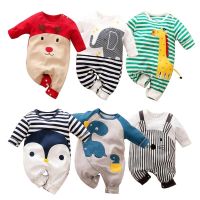 Newborn Romper Organic Cotton Spring Autumn Casual Baby Long Sleeve O Neck Cartoon Animals Outwear Jumpsuits For 0-24M