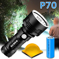 ไฟฉายสว่างมาก ไฟฉาย XHP70 Super Powerful LED Flashlight มีระบบชาร์จในตัว ใช้แบตเตอรี่ with 1*26650 Tactical Torch USB ไฟฉายแบบชาร์จไฟได้