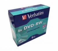 ขายส่ง Verbatim DVD-RW DVD-RE บันทึกได้4.7GB 4X 120นาที5แพ็ค