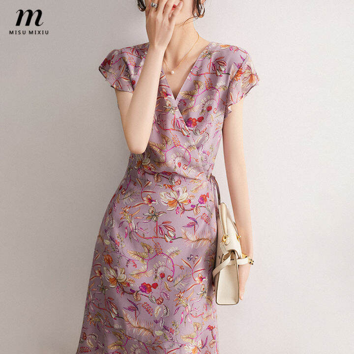 misumixiu-fashionable-temperament-purple-french-dress-womens-printed-wrap-tie-chiffon-short-sleeved-dresses